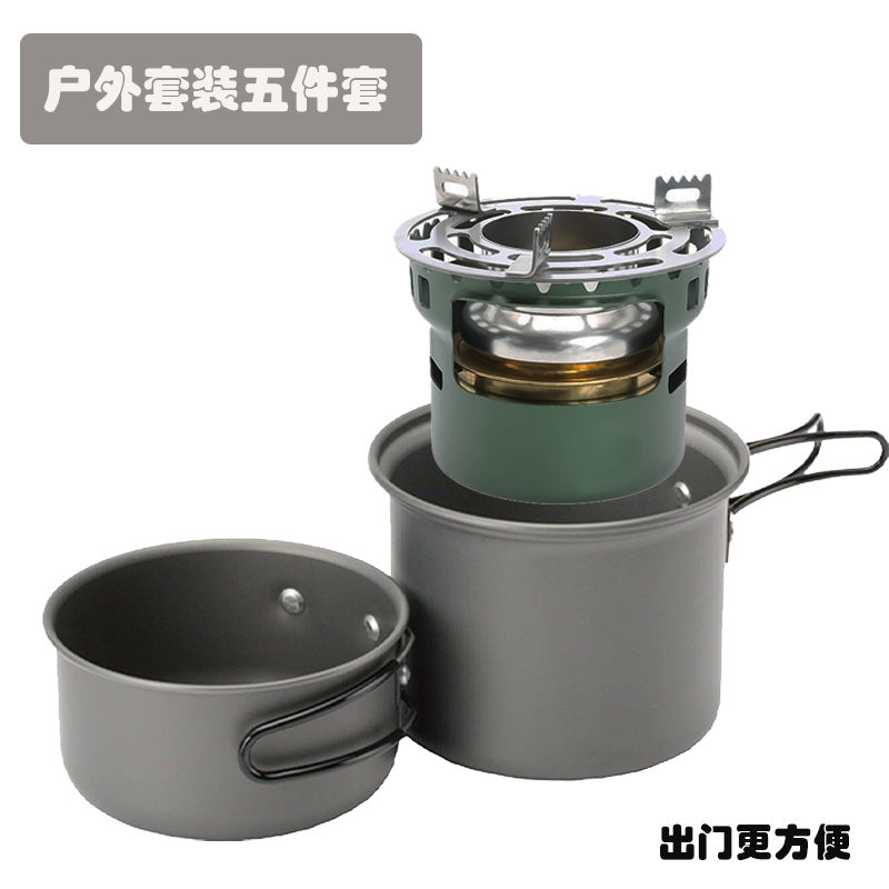 Outdoor 2-Piece Camping Cookware Set, Portable Aluminum Alloy Pot for Backpacking, Hiking, and Mountaineering