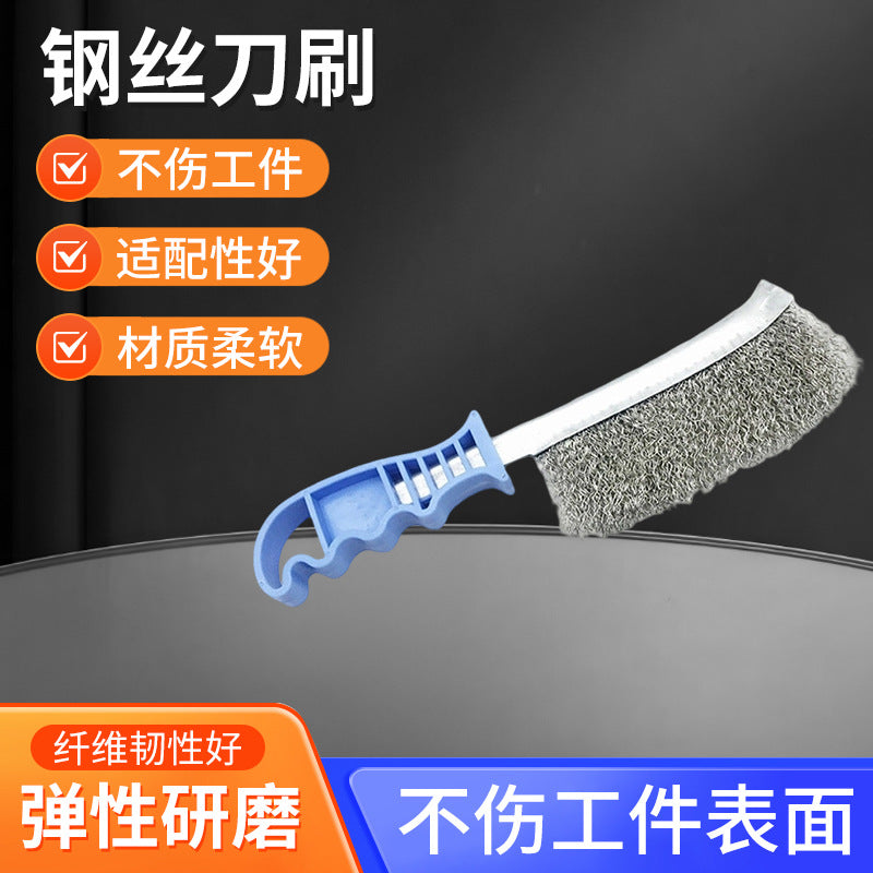 Copper Plated Steel Wire Brush Set for Rust Removal and Crevice Cleaning with Plastic/Wooden Handle