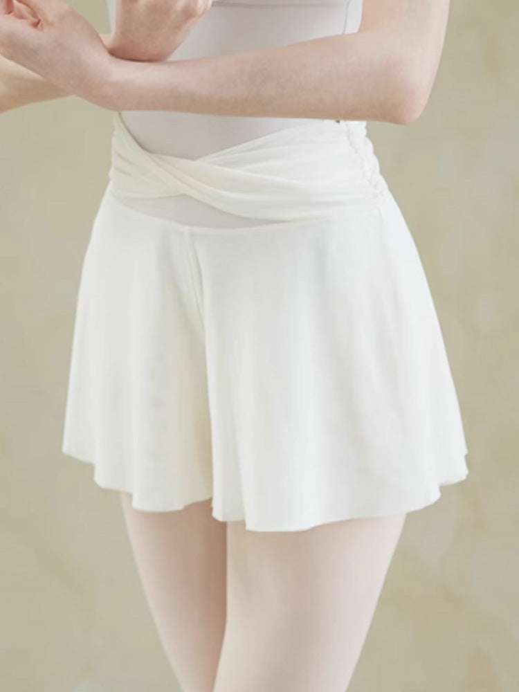 Women's A-Line Anti-Exposure Mesh Skirt for Ballet Dance, Figure Skating, Yoga, and Sports
