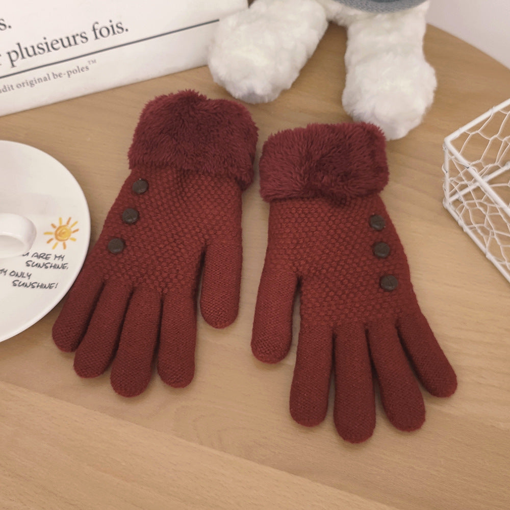 Women's Knitted Touchscreen Gloves with Fleece Lining for Winter Outdoor Cycling