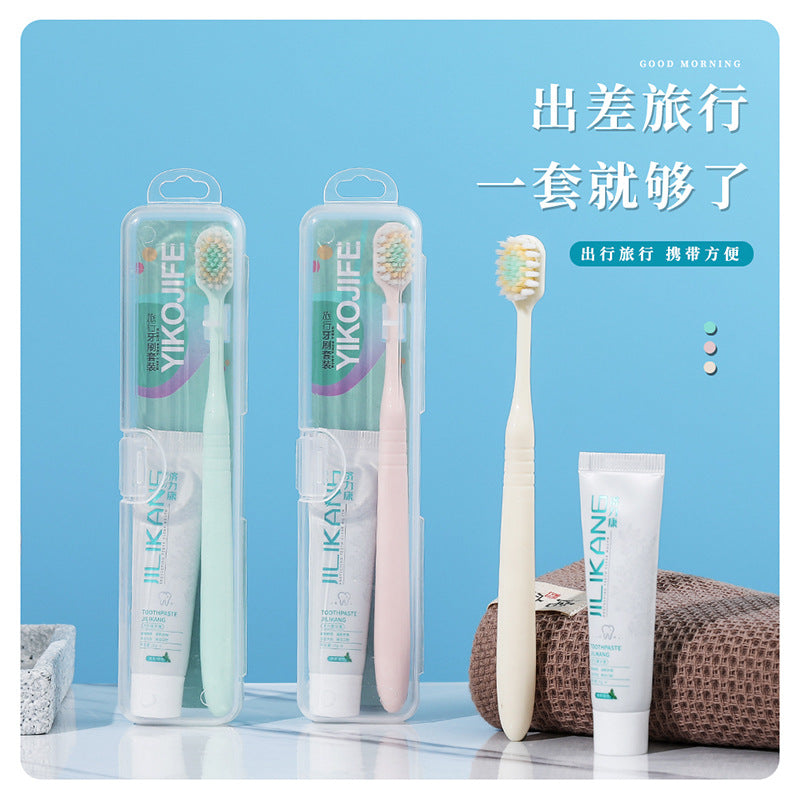 Portable Travel Toothbrush Set with Storage Case and Soft Bristles