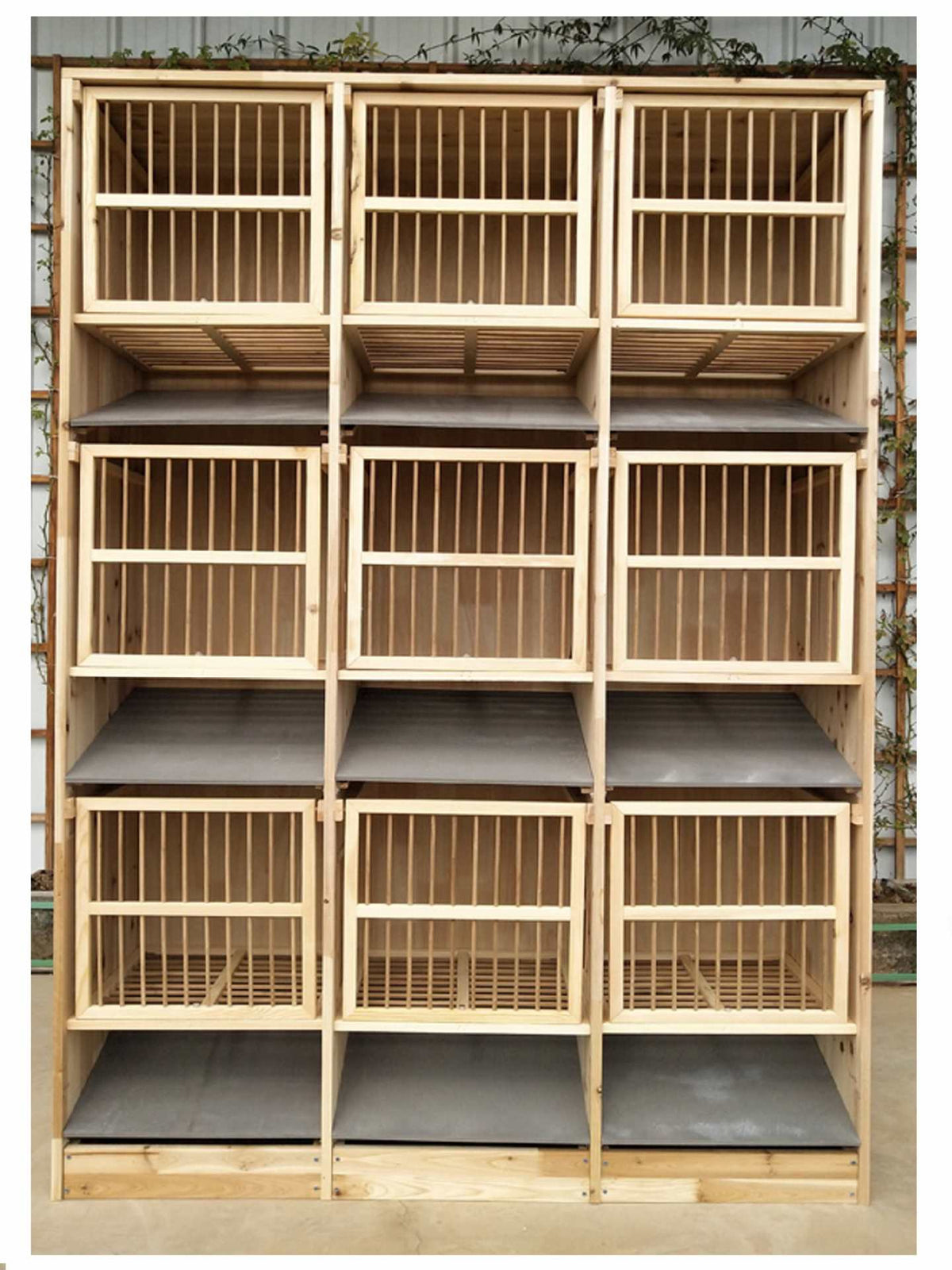 Wooden Pigeon Breeding Cage with Slanted Dropping Board and Nest Box