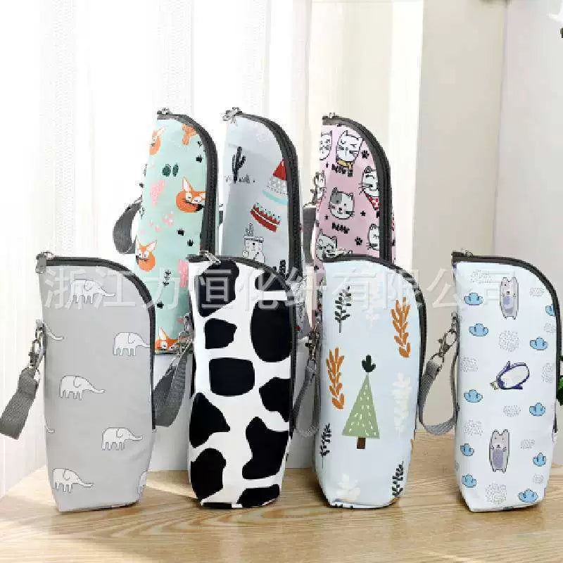 Portable Insulated Baby Bottle Bag with Zipper, Aluminum Film Lining for Travel and Freshness