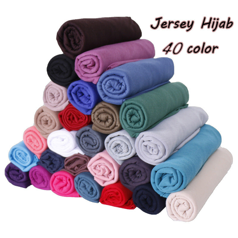 Women's Solid Color Jersey Turban Scarf, Windproof and Sandproof Headscarf for Autumn/Winter