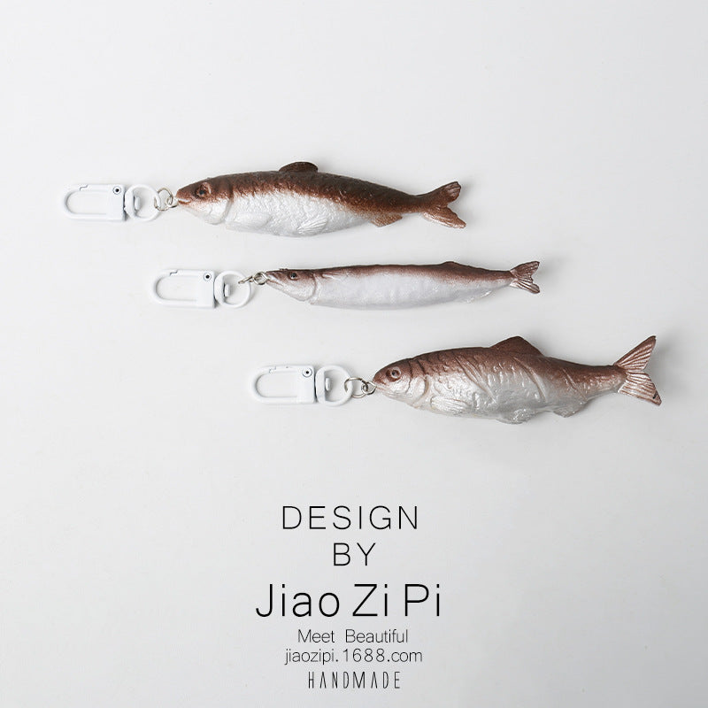 Funny Realistic Salted Fish Keychain Backpack Charm Japanese Style Novelty Accessory