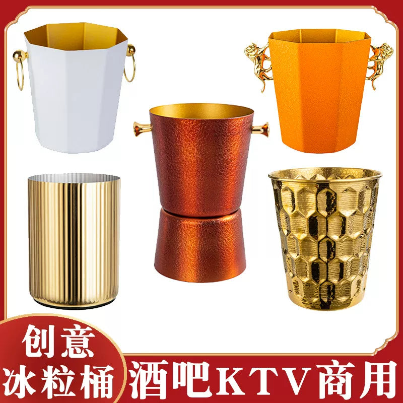Octagonal Stainless Steel Ice Bucket for KTV Parties and Home Bar, Champagne and Wine Chiller