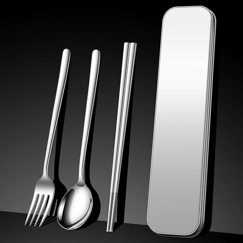 Portable 316/304 Stainless Steel Cutlery Set with Storage Case for Students and Office Workers