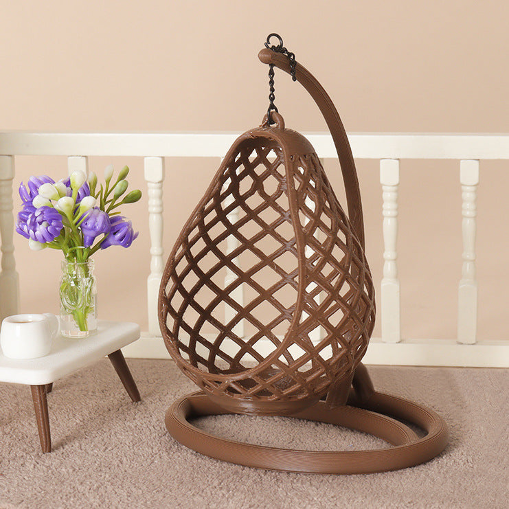 Dollhouse Miniature Hanging Basket Chair Model for DIY Sand Table Architecture