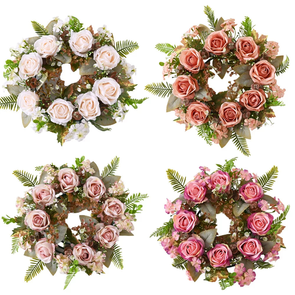Artificial Rose & Eucalyptus Wreath for Home Decor