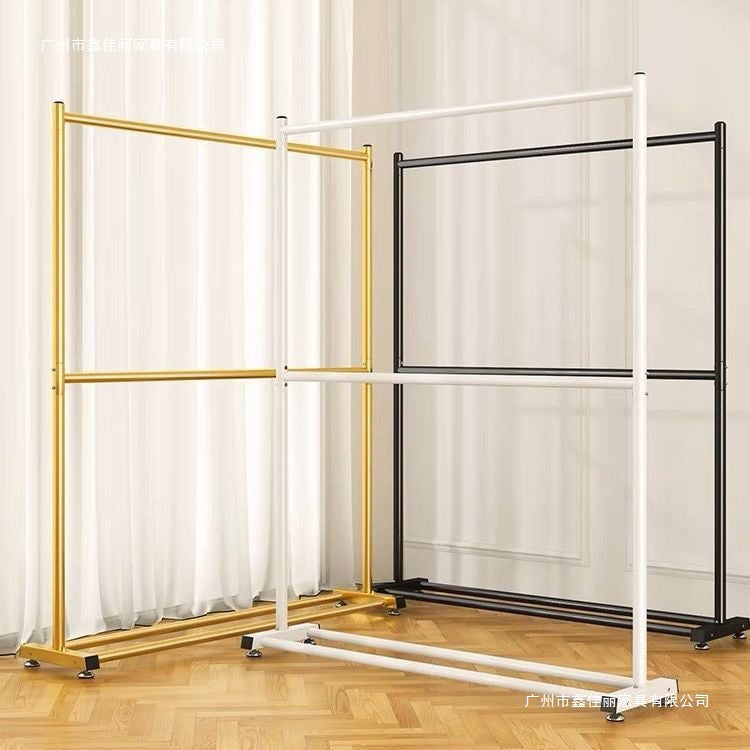 Double-Layer Freestanding Garment Rack with Storage Shelf