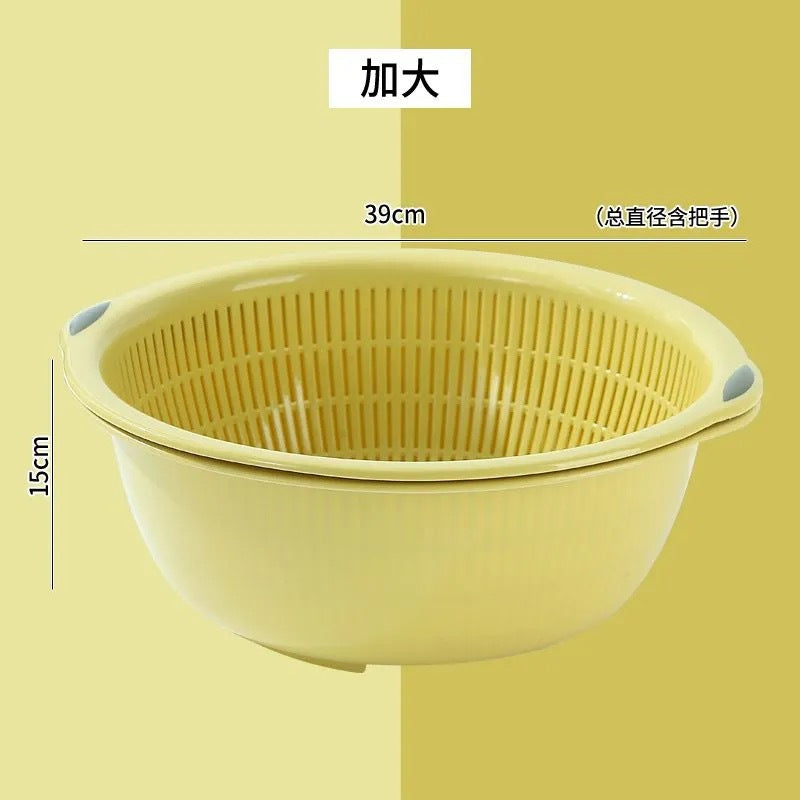 Double-Layer Kitchen Strainer Basket with Bowl for Washing Vegetables and Fruits