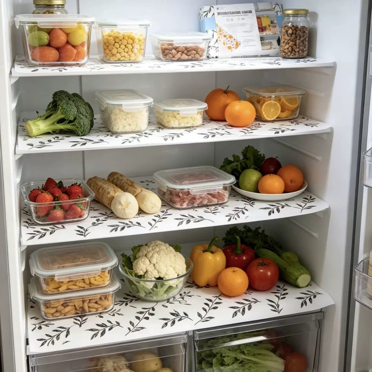 Refrigerator Drawer Liner Mats - Absorbent, Non-Slip, Cuttable Shelf Liners for Kitchen Cabinets & Tables