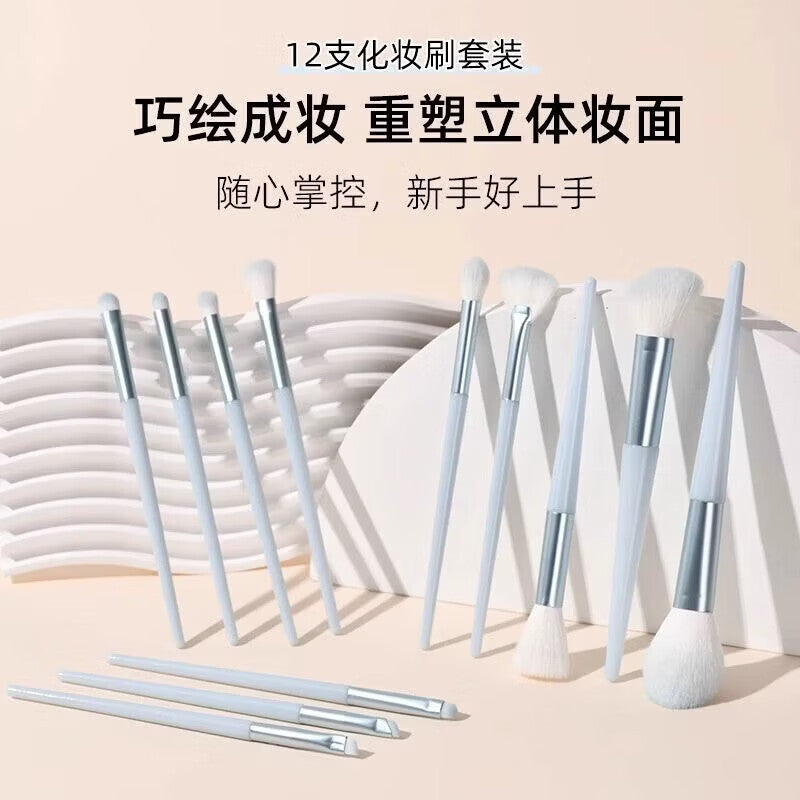 12-Piece Portable Soft Bristle Makeup Brush Set for Blush, Powder, Eyeshadow, Eyeliner