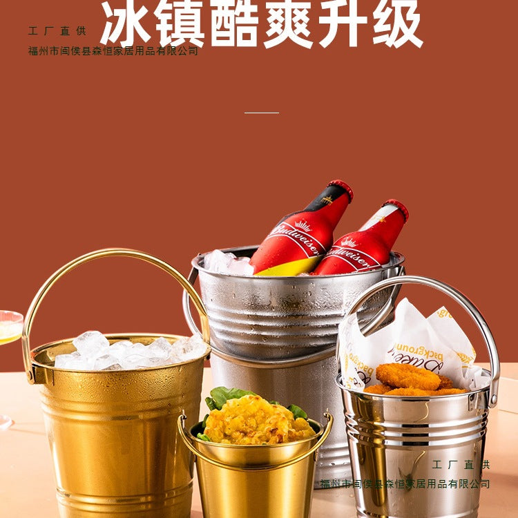 Stainless Steel Ice Bucket for Home Bar KTV Champagne Beer Wine Hotel Supplies Snack Bucket Commercial Use