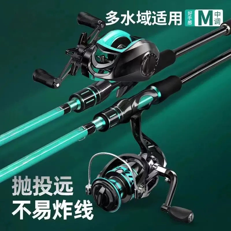Carbon Fiber Lure Fishing Rod and Reel Combo Set for Beginners