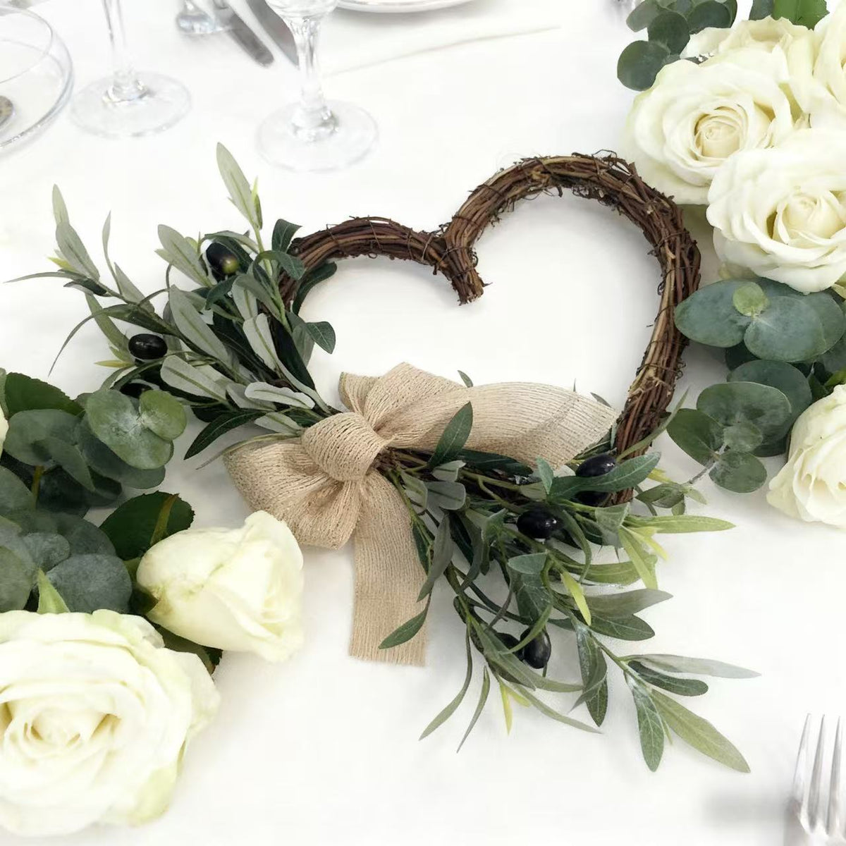 Artificial Olive Heart Wreath for All Seasons - Festive Home & Wedding Decor