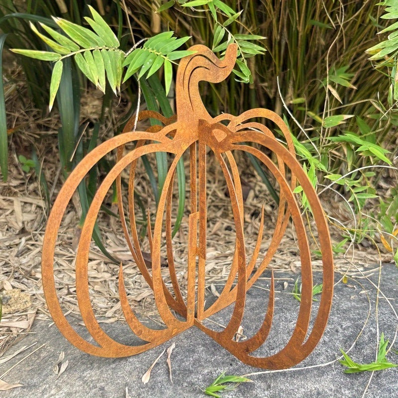 Pumpkin Wind Chime Outdoor Garden Decor Hollow Metal Wind Vane
