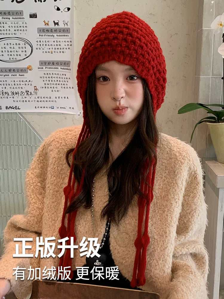 Crochet Hollow Knit Beanie for Women, Breathable Thin Headwear for Travel & Vacation