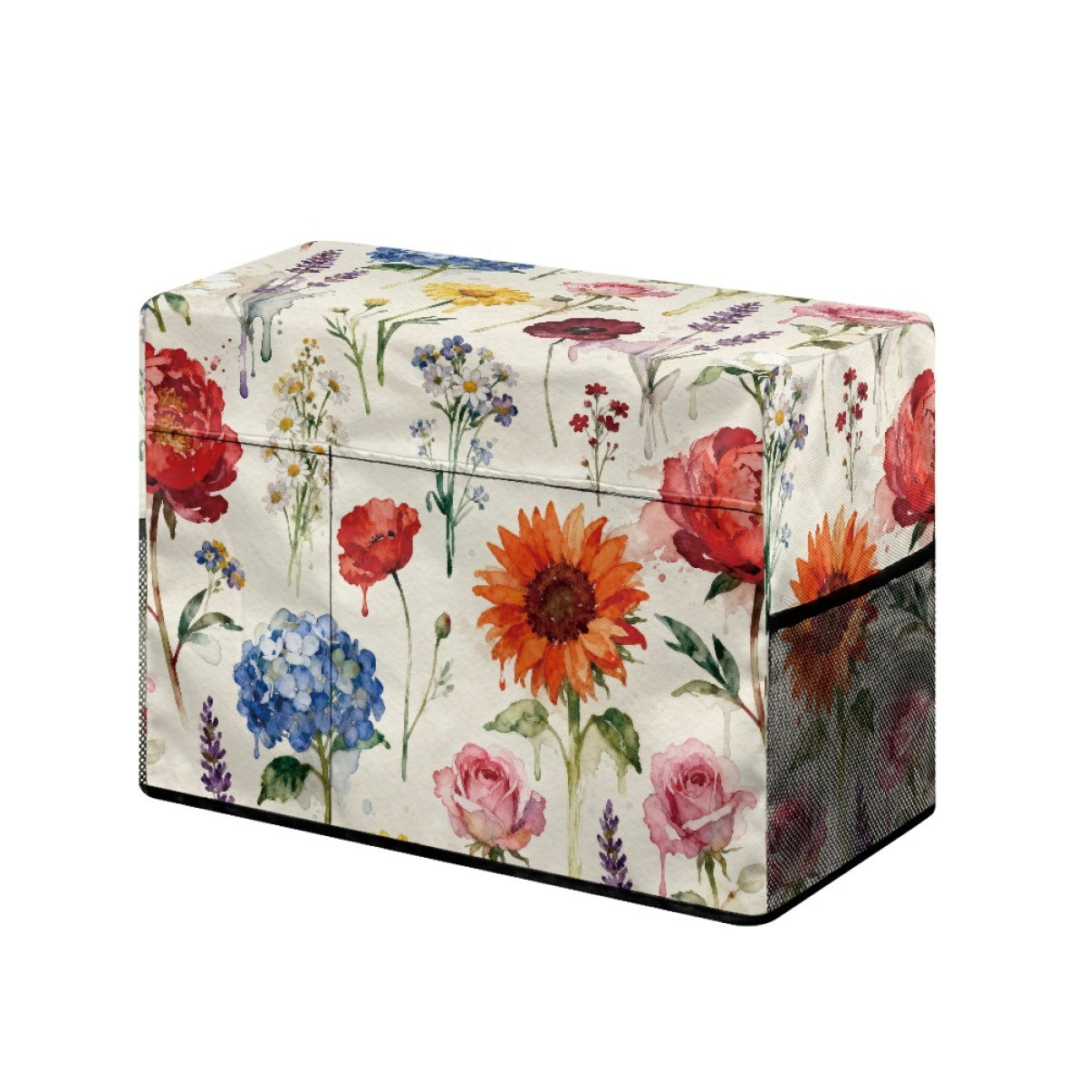 Nordic Floral Sewing Machine Dust Cover, Foldable & Washable with Side Mesh, Customizable Print
