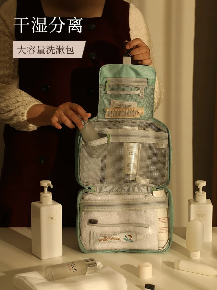 Portable Travel Toiletry Bag for Women, Dry Wet Separation Cosmetic Organizer, Waterproof Storage Pouch