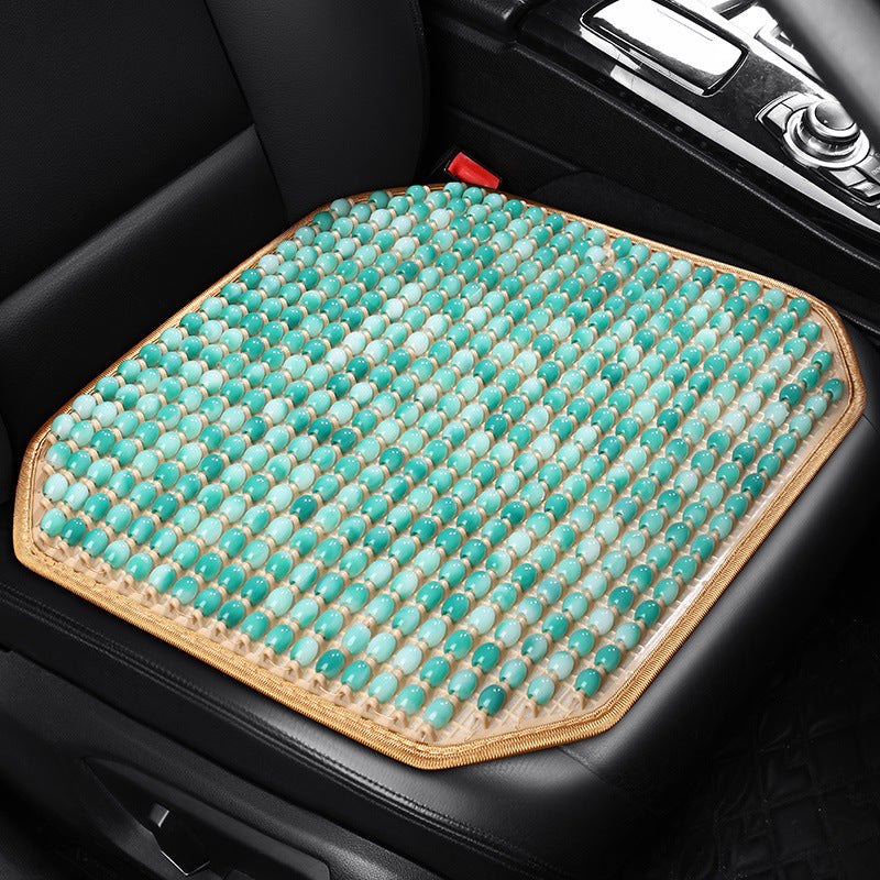 Cross-Border Resin Jade Wood Bead Car Seat Cushion Set, 3-Piece Wholesale Single Seat Office Interior Seat Pad