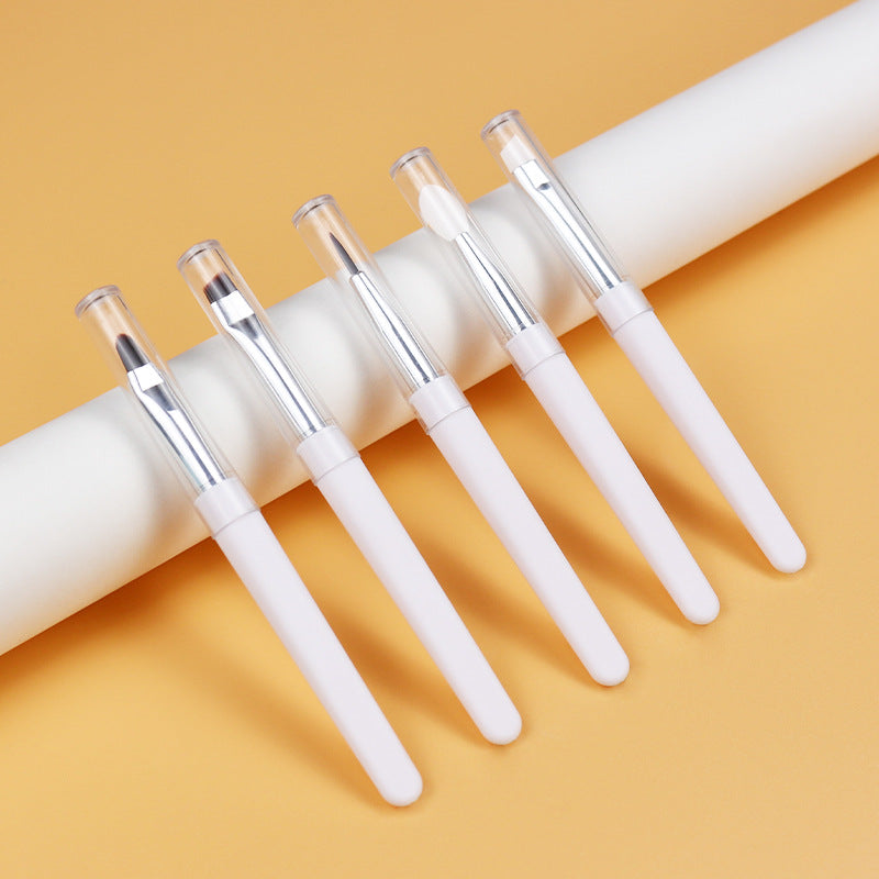 Portable Makeup Brush Set with Dustproof Cover - Eyebrow and Eyeliner Brushes