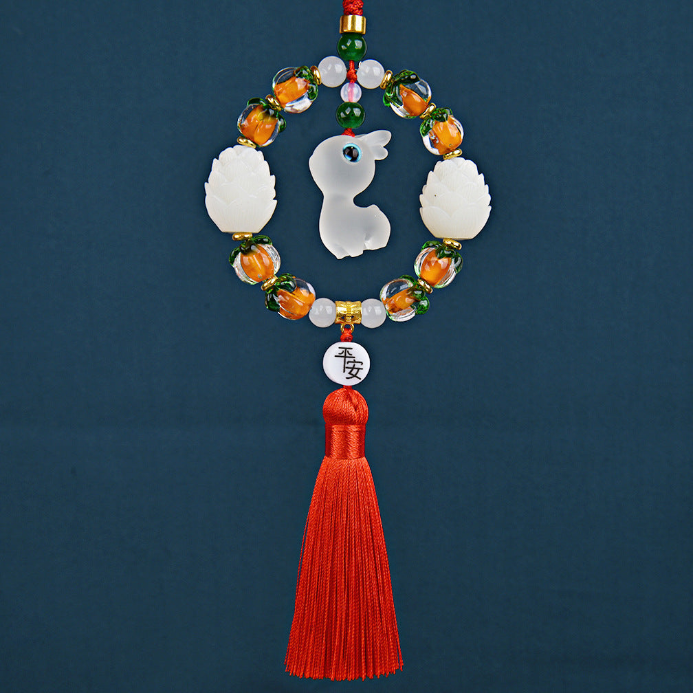 Lucky Lotus Luminous Deer Car Ornament for Good Fortune and Safety