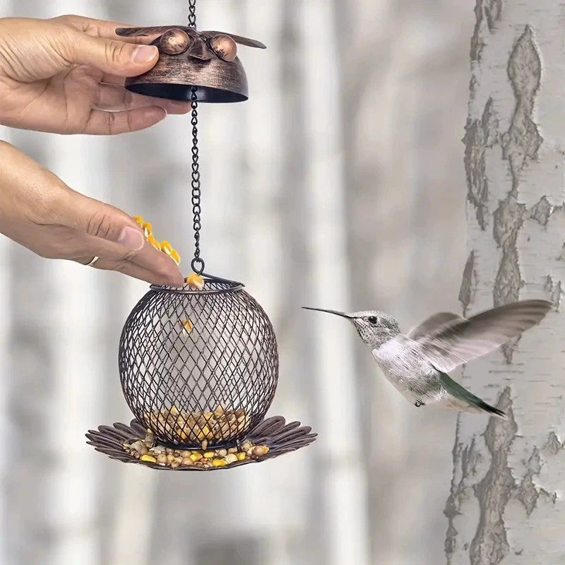 Outdoor Iron Owl Hummingbird Feeder for Garden Patio