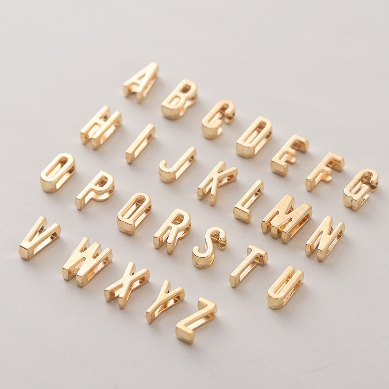 26-Piece Alloy Alphabet Letter Charms for DIY Jewelry Making, KC Gold and Antique Silver Tones
