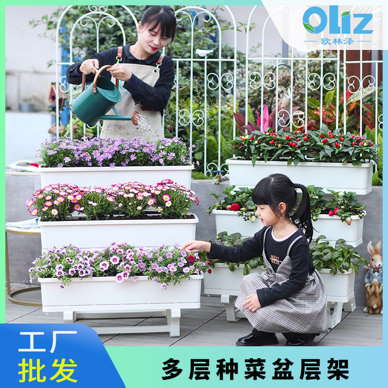 Self-Watering Vertical Garden Planter Stackable Vegetable Herb Flower Pot for Balcony Patio Indoor Outdoor