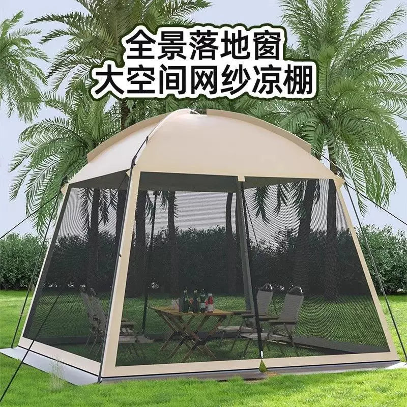 Outdoor Portable Folding Canopy Tent with Mosquito Netting and Sunshade for Camping