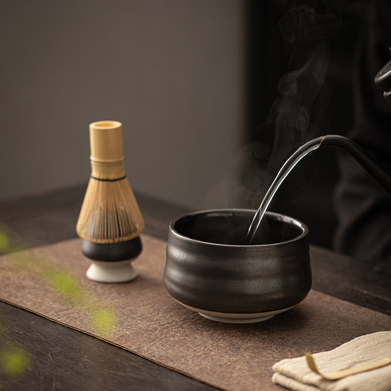 Japanese Matcha Tea Ceremony Set with Ceramic Whisk Holder and Bowl