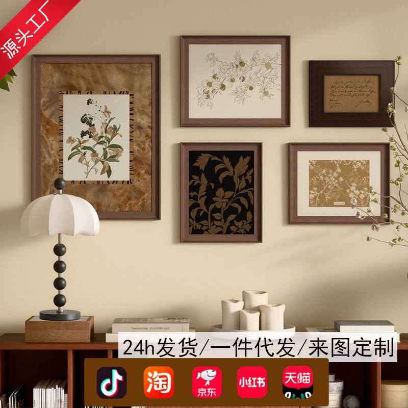 French Vintage Style Living Room Decorative Oil Painting with Walnut Frame