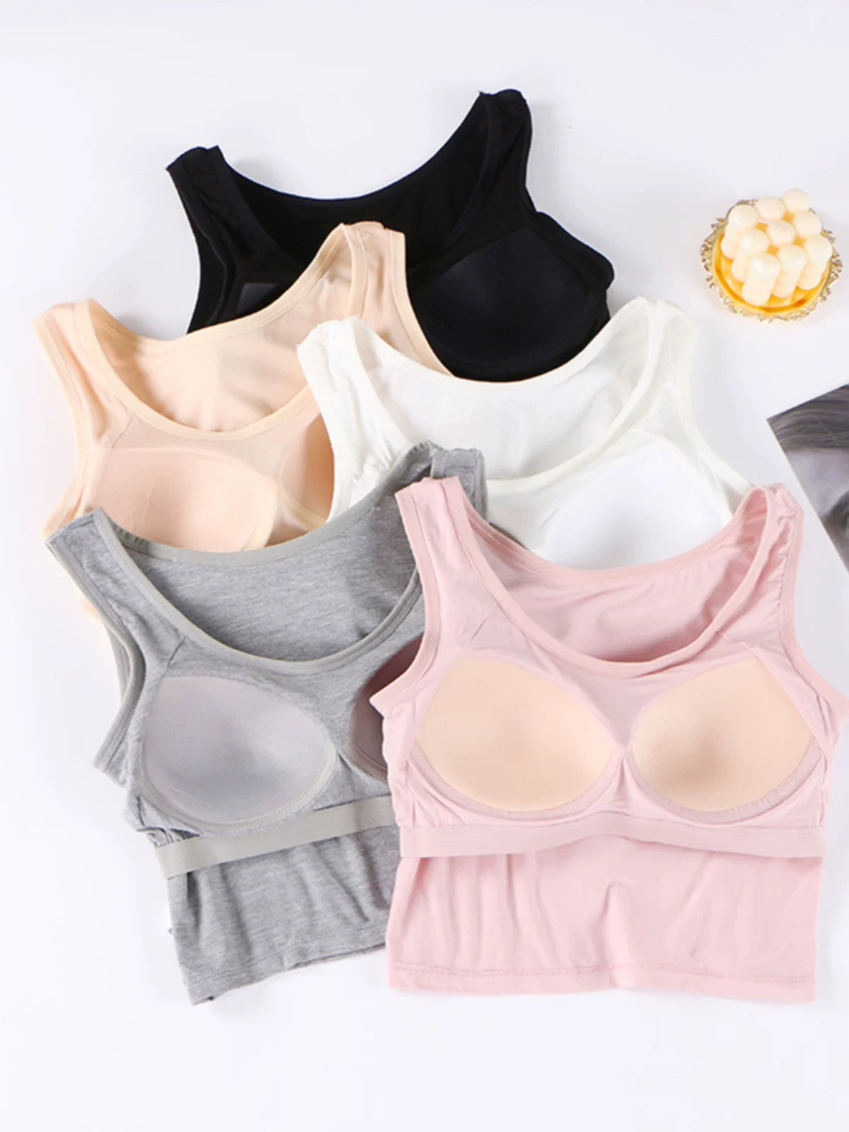 Modal Ice Silk Camisole with Built-in Bra Pads for Women