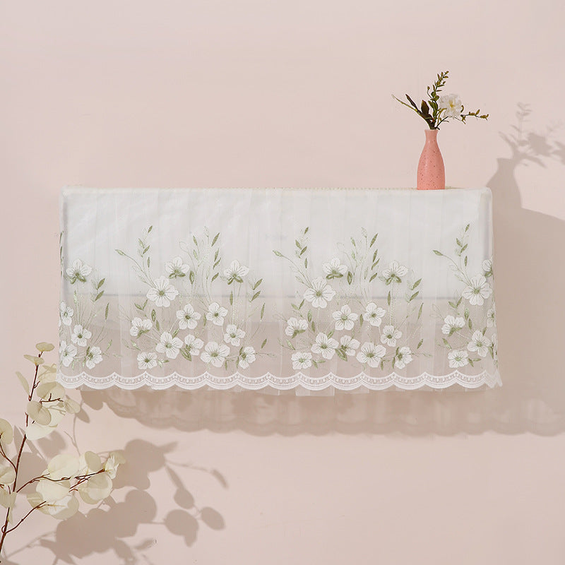 Air Conditioner Dust Cover for Wall-Mounted Units, Universal Fit, Full Coverage with Lace Trim