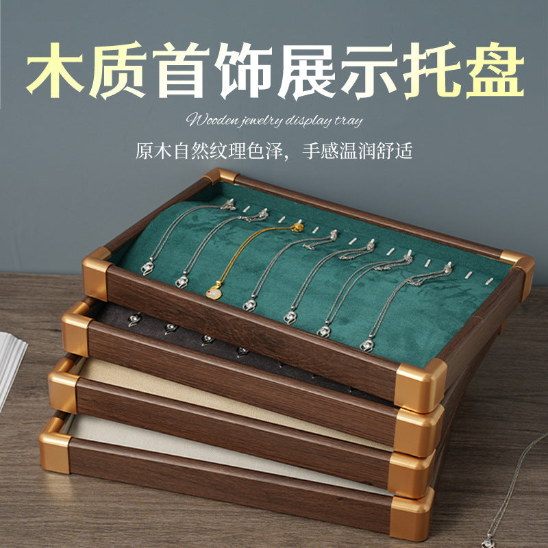 Vintage Wood Grain Jewelry Display Tray for Necklaces, Bracelets, and Pendants