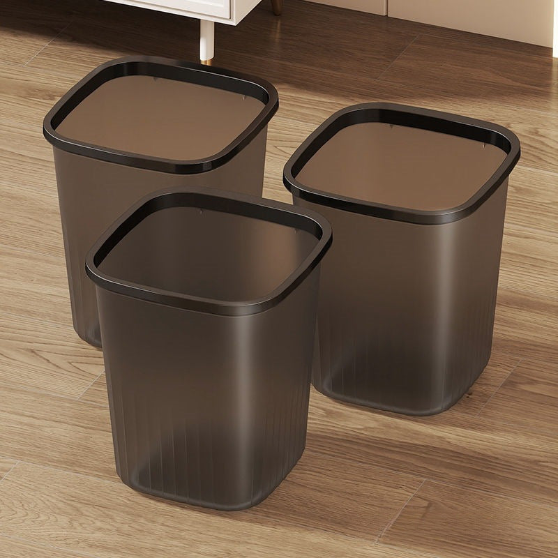 Large Capacity Transparent Square Trash Can with Press Ring for Home, Office, Kitchen, Bathroom, Bedroom