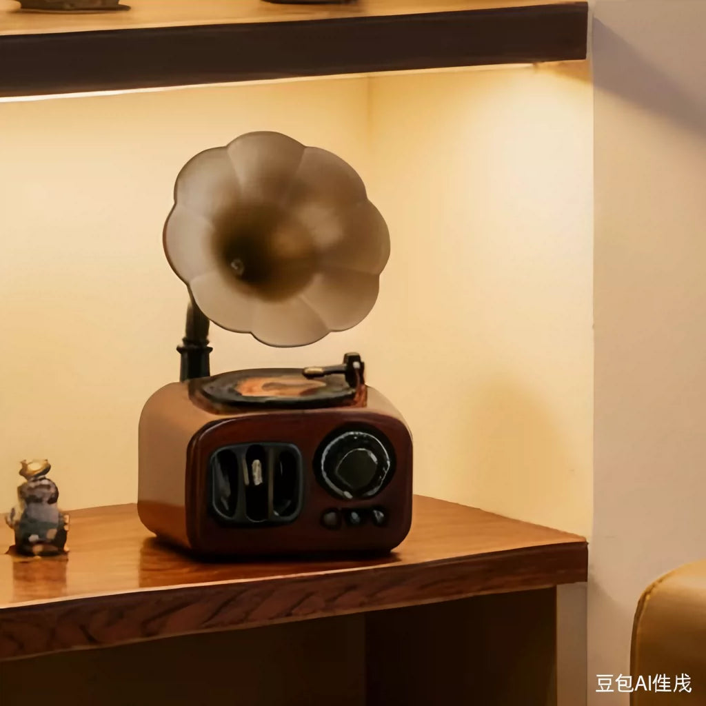 Retro Phonograph Shaped Storage Box and Desktop Ornament