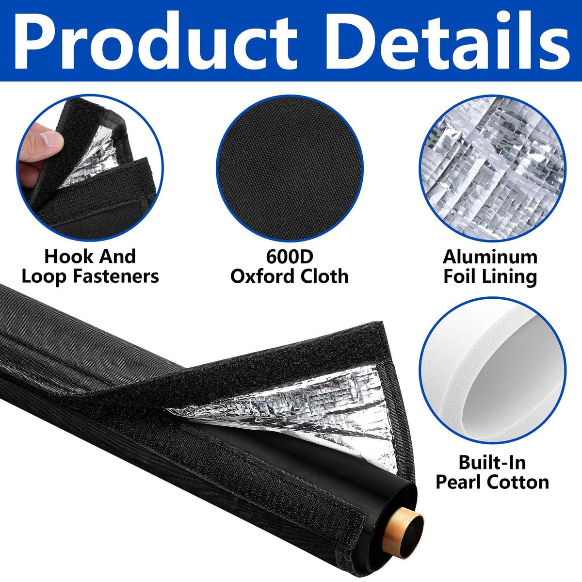 3-Layer Insulated HVAC Copper Pipe Cover, Oxford Cloth Air Conditioner Line Protector, Sunscreen Waterproof High-Temperature Resistant
