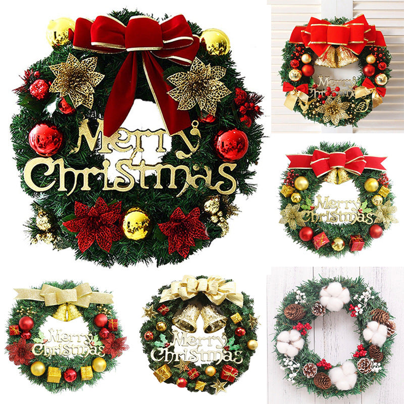 Christmas Wreath with Bells and Flowers for Door or Window Decor