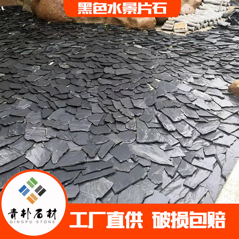 Natural Black Slate Flagstone Irregular Bluestone Slabs for Landscaping and Aquascaping