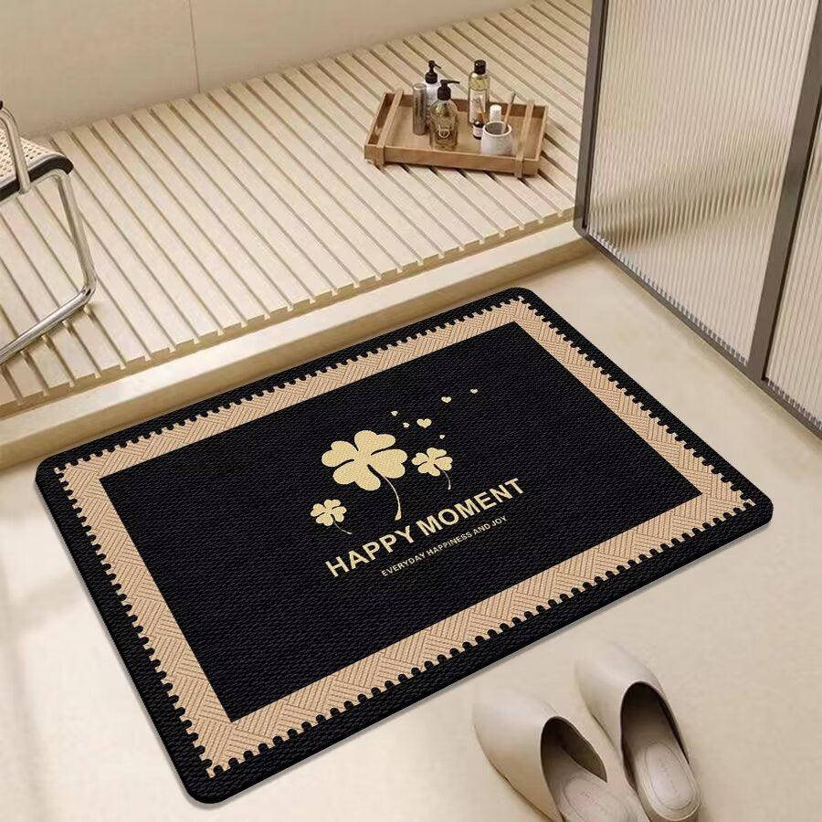 Clover Diatomaceous Earth Bath Mat, Non-Slip Quick Dry Absorbent Floor Mat for Bathroom