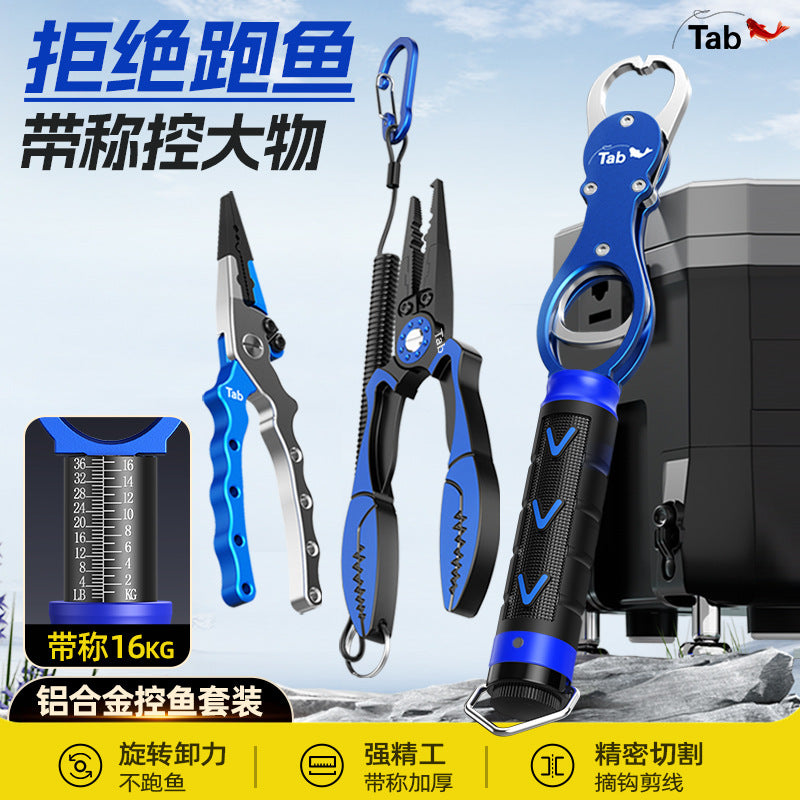 Fishing Lip Gripper and Pliers Set with Scale, Multifunctional Fish Holder and Tackle Kit