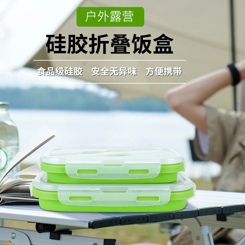Collapsible Silicone Lunch Box for Microwave and Refrigerator Storage