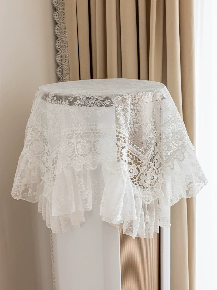 French Vintage Lace Air Conditioner Cover Towel Embroidered Dust Cover for Round Vertical AC Units