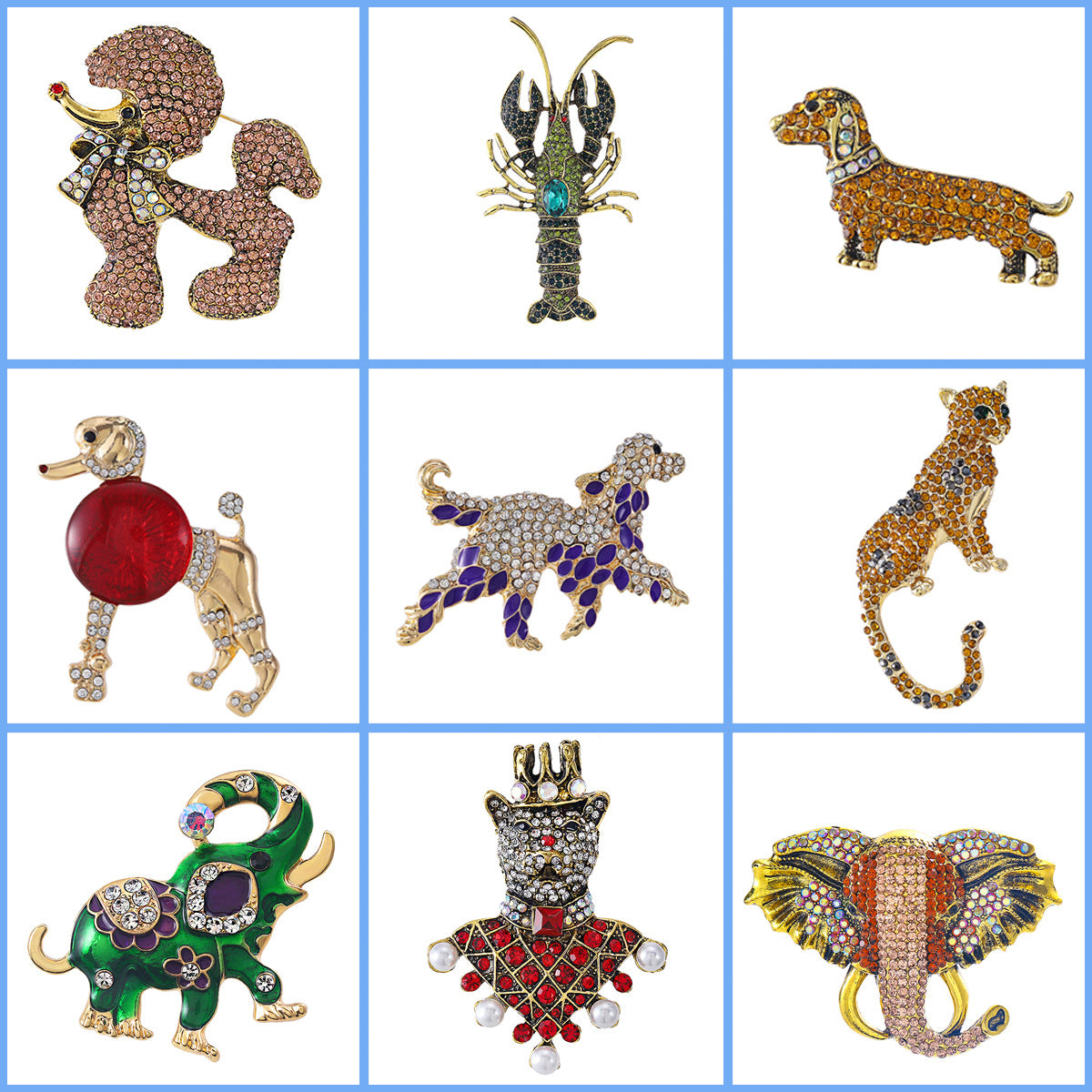 Cute Rhinestone Dog Brooch Pin for Women, Vintage Animal Crown Lapel Pin