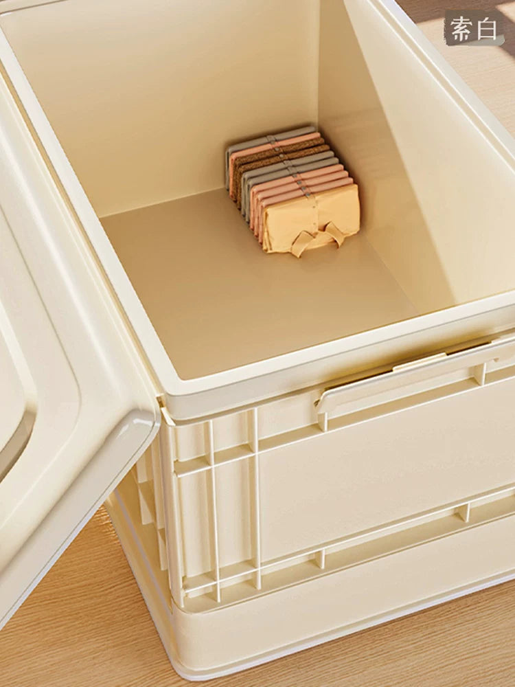 Foldable Storage Bin with Lid and Wheels, Large Capacity Plastic Organizer for Clothes, Home, and Camping