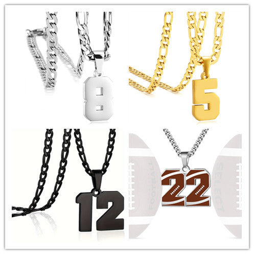 Men's Stainless Steel Sports Number Necklace for Baseball, Basketball, and Football Teams