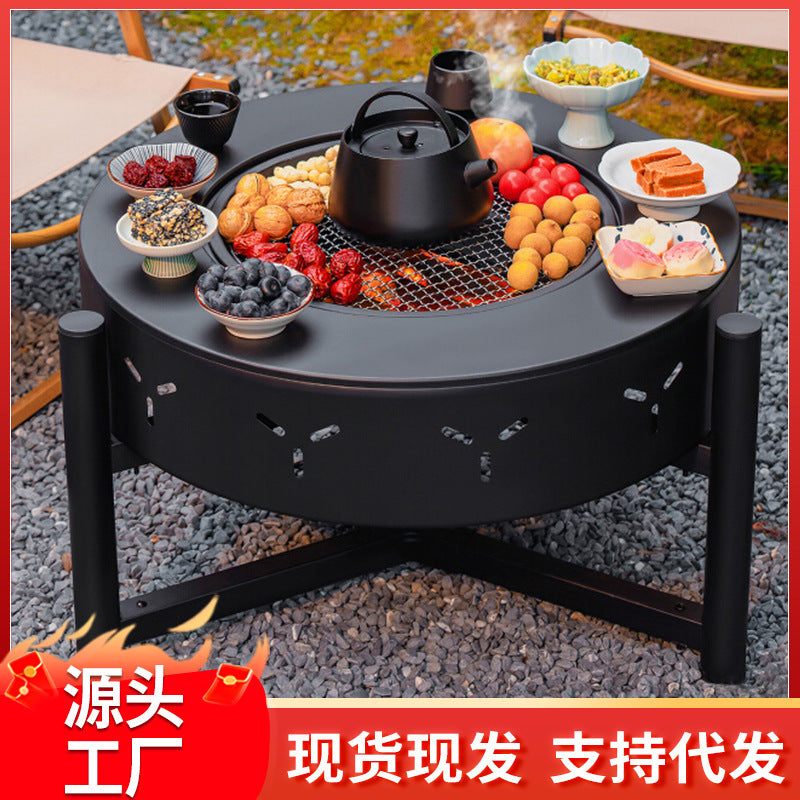 Portable Outdoor Fire Pit Grill Set for Camping and Patio