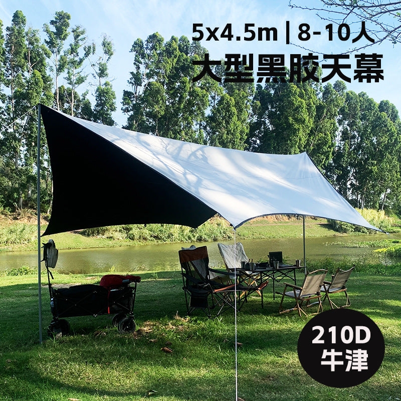 5x4.5m Outdoor 210D Oxford Hexagonal Tarp with UV Protection and Waterproof Coating for Camping